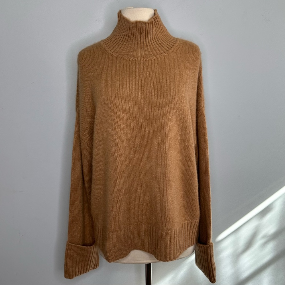 H By Halston 100% Cashmere 2 Ply Pullover Turtleneck Cuffed Sleeve Sweater XL